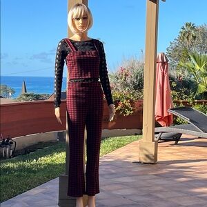 F21 Plaid Women's Pant Suit - Black and Red